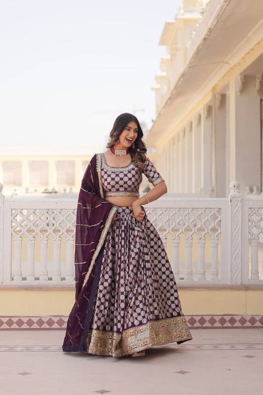 Gorgeous Viscous Jacquard Wedding Wear Lehenga Choli - INDIAN ELEGANCE