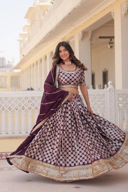 Gorgeous Viscous Jacquard Wedding Wear Lehenga Choli - INDIAN ELEGANCE