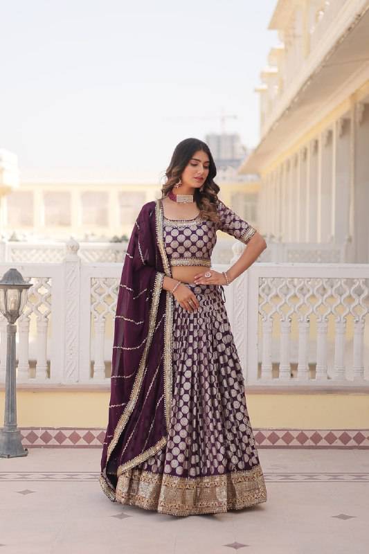 Gorgeous Viscous Jacquard Wedding Wear Lehenga Choli - INDIAN ELEGANCE
