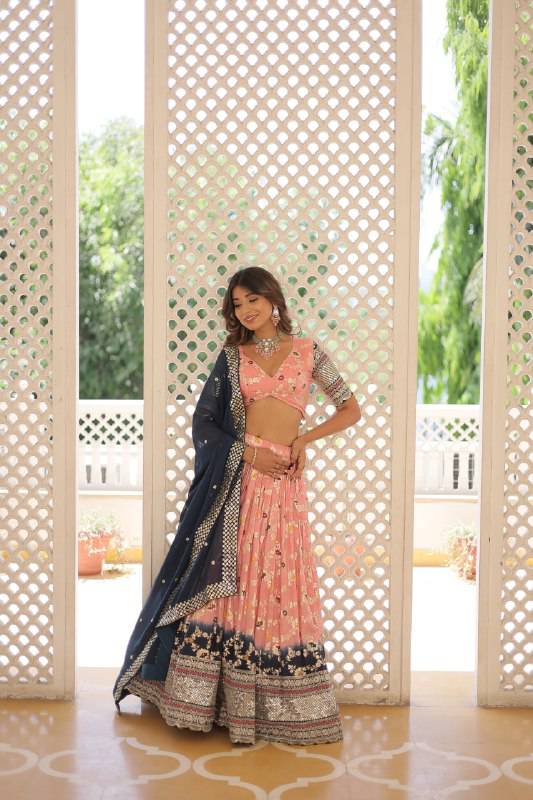 Resplendent Viscous Jacquard Sequins Embroidered Wedding Wear Lehenga Choli - INDIAN ELEGANCE