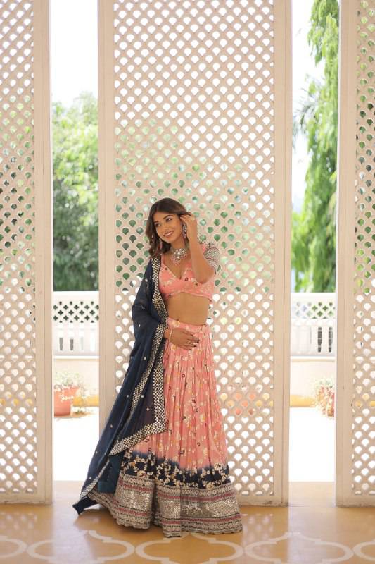 Resplendent Viscous Jacquard Sequins Embroidered Wedding Wear Lehenga Choli - INDIAN ELEGANCE