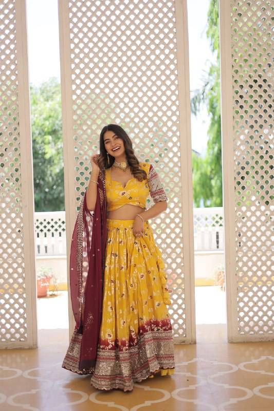 Resplendent Viscous Jacquard Sequins Embroidered Wedding Wear Lehenga Choli - INDIAN ELEGANCE