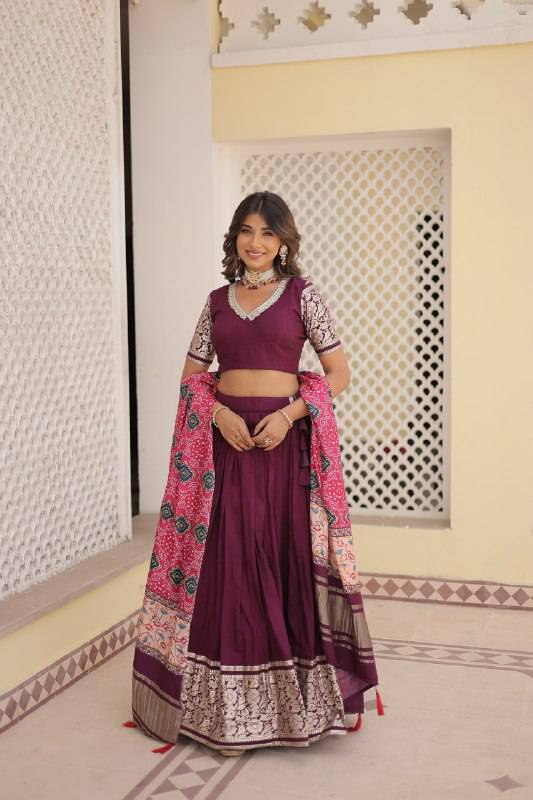 Stunning Viscous Jacquard Sequins Embroidered Lehenga Choli - INDIAN ELEGANCE