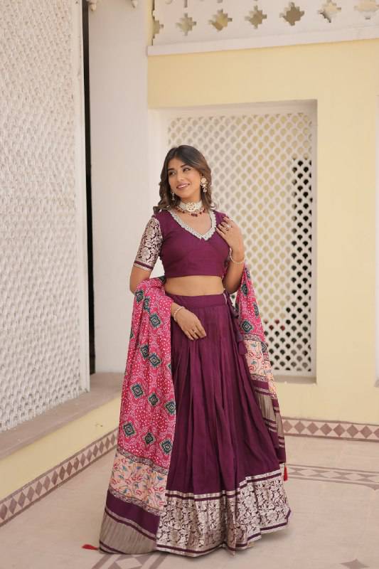 Stunning Viscous Jacquard Sequins Embroidered Lehenga Choli - INDIAN ELEGANCE
