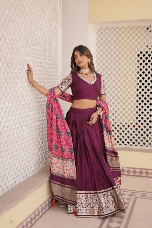 Stunning Viscous Jacquard Sequins Embroidered Lehenga Choli - INDIAN ELEGANCE