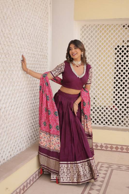 Stunning Viscous Jacquard Sequins Embroidered Lehenga Choli - INDIAN ELEGANCE