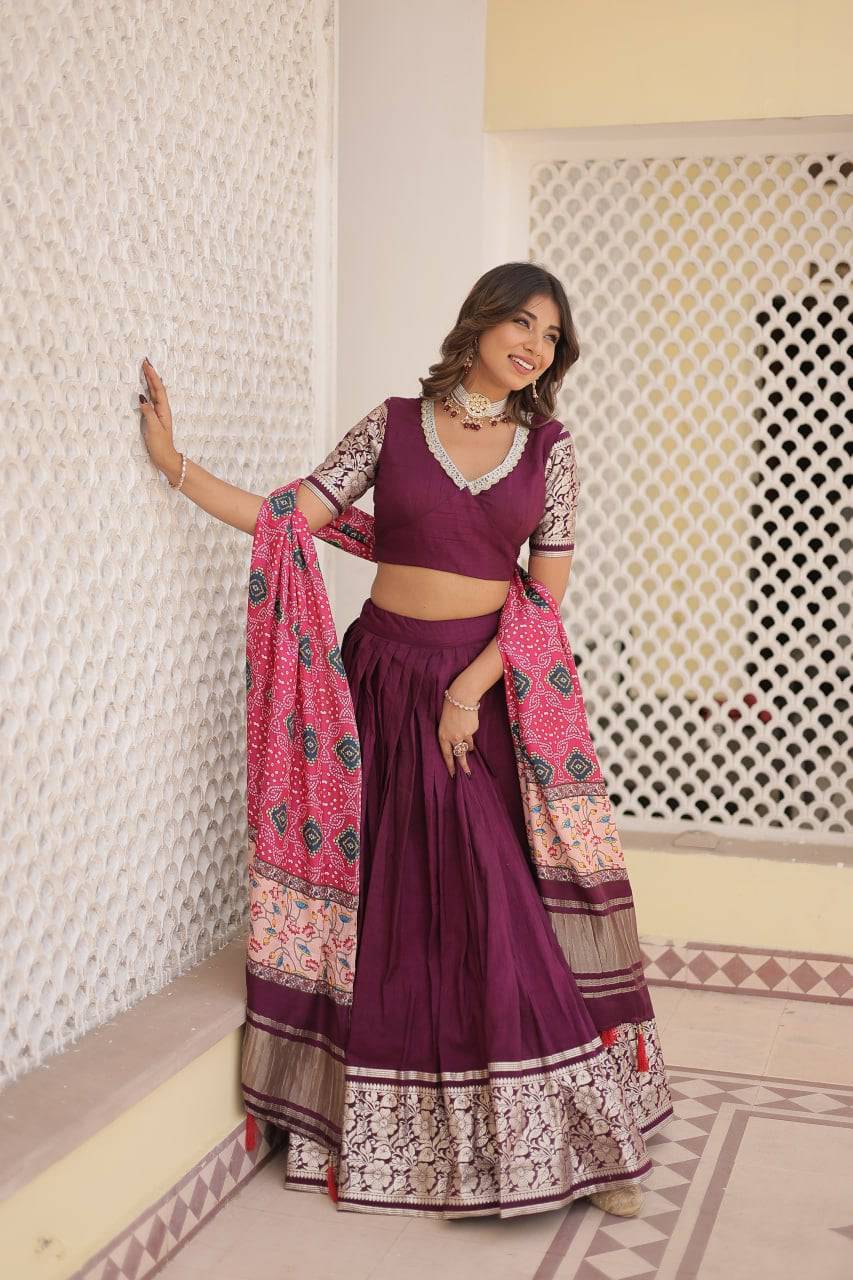 Stunning Viscous Jacquard Sequins Embroidered Lehenga Choli - INDIAN ELEGANCE