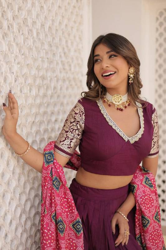 Stunning Viscous Jacquard Sequins Embroidered Lehenga Choli - INDIAN ELEGANCE