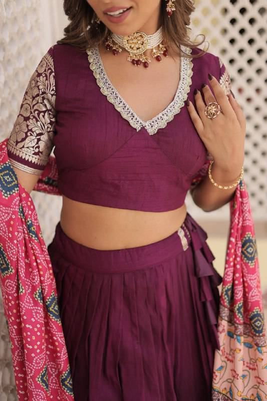 Stunning Viscous Jacquard Sequins Embroidered Lehenga Choli - INDIAN ELEGANCE