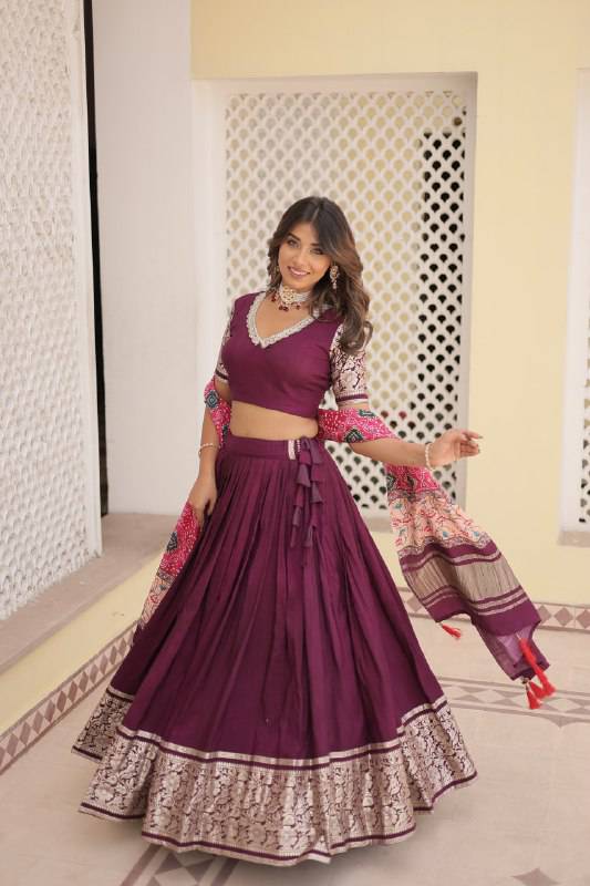Stunning Viscous Jacquard Sequins Embroidered Lehenga Choli - INDIAN ELEGANCE