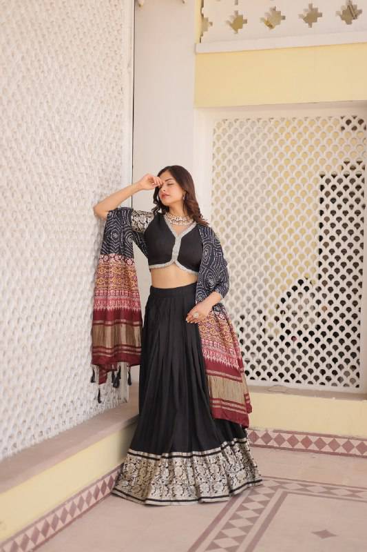 Stunning Viscous Jacquard Sequins Embroidered Lehenga Choli - INDIAN ELEGANCE