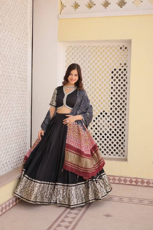 Stunning Viscous Jacquard Sequins Embroidered Lehenga Choli - INDIAN ELEGANCE