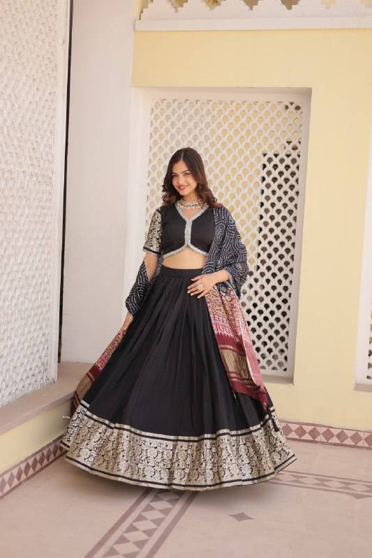 Stunning Viscous Jacquard Sequins Embroidered Lehenga Choli - INDIAN ELEGANCE