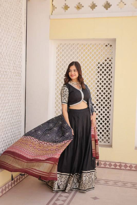 Stunning Viscous Jacquard Sequins Embroidered Lehenga Choli - INDIAN ELEGANCE