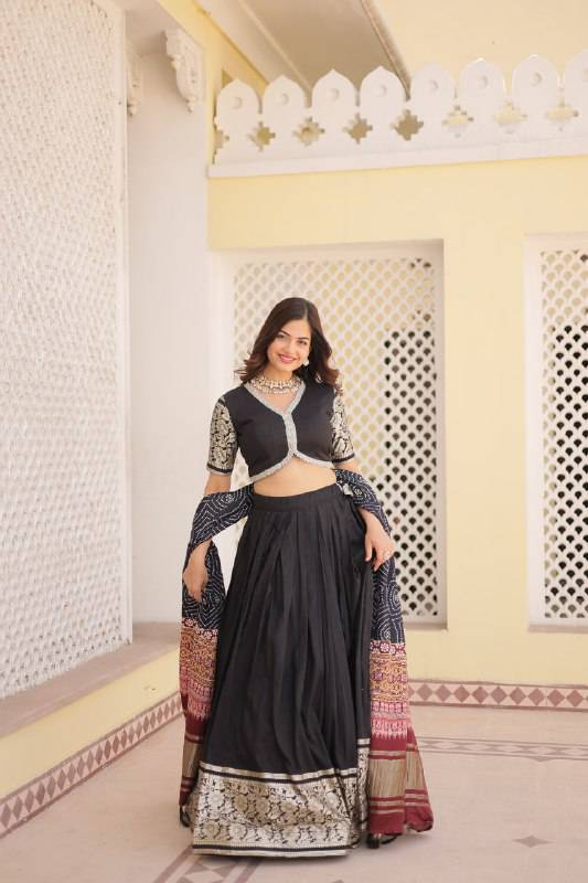 Stunning Viscous Jacquard Sequins Embroidered Lehenga Choli - INDIAN ELEGANCE