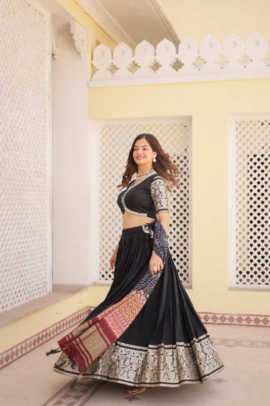 Stunning Viscous Jacquard Sequins Embroidered Lehenga Choli - INDIAN ELEGANCE