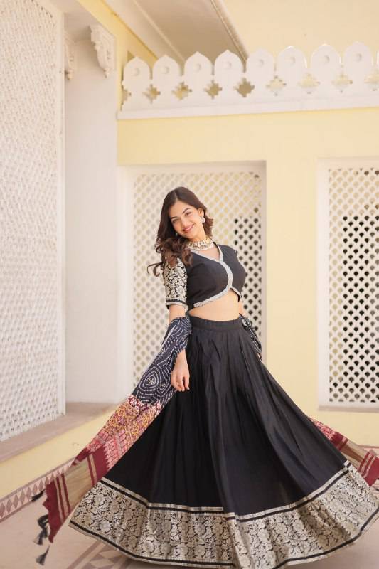 Stunning Viscous Jacquard Sequins Embroidered Lehenga Choli - INDIAN ELEGANCE