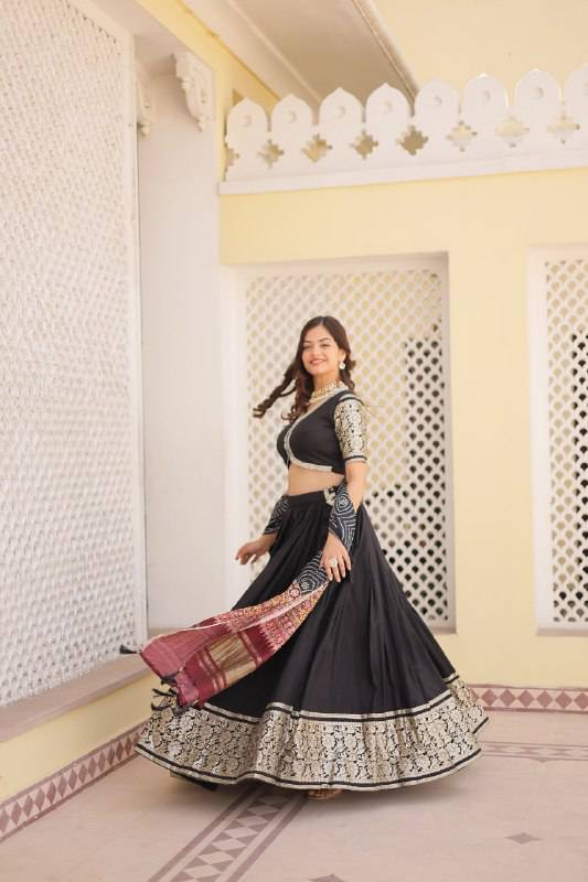 Stunning Viscous Jacquard Sequins Embroidered Lehenga Choli - INDIAN ELEGANCE