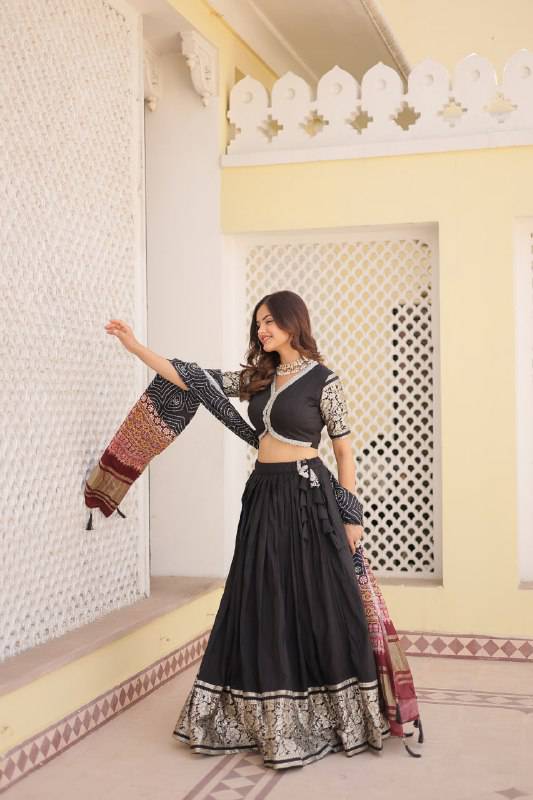 Stunning Viscous Jacquard Sequins Embroidered Lehenga Choli - INDIAN ELEGANCE