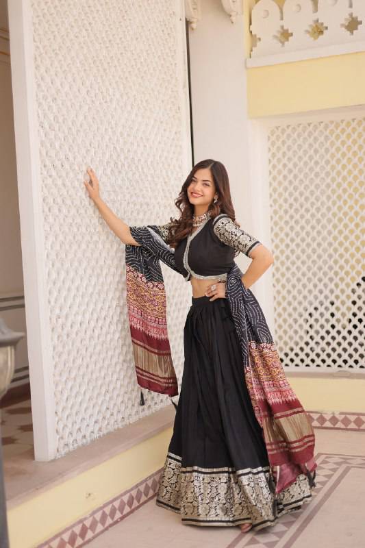 Stunning Viscous Jacquard Sequins Embroidered Lehenga Choli - INDIAN ELEGANCE