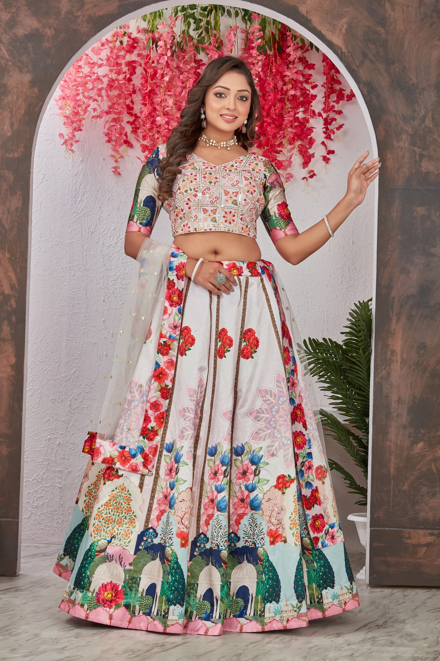 Fabulous Floral Digital Printed Fully Stitched Lehenga Choli Set - INDIAN ELEGANCE