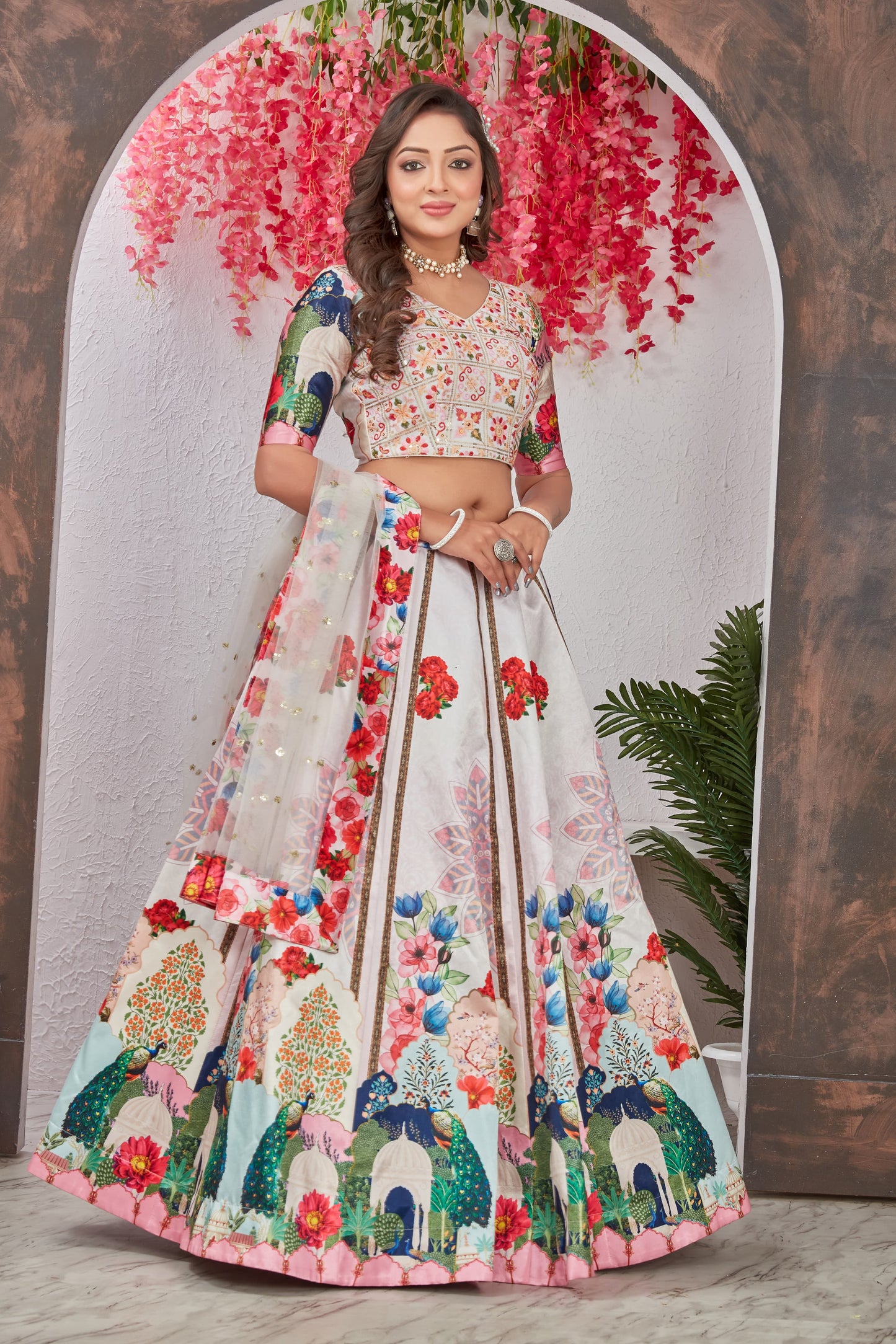 Fabulous Floral Digital Printed Fully Stitched Lehenga Choli Set - INDIAN ELEGANCE