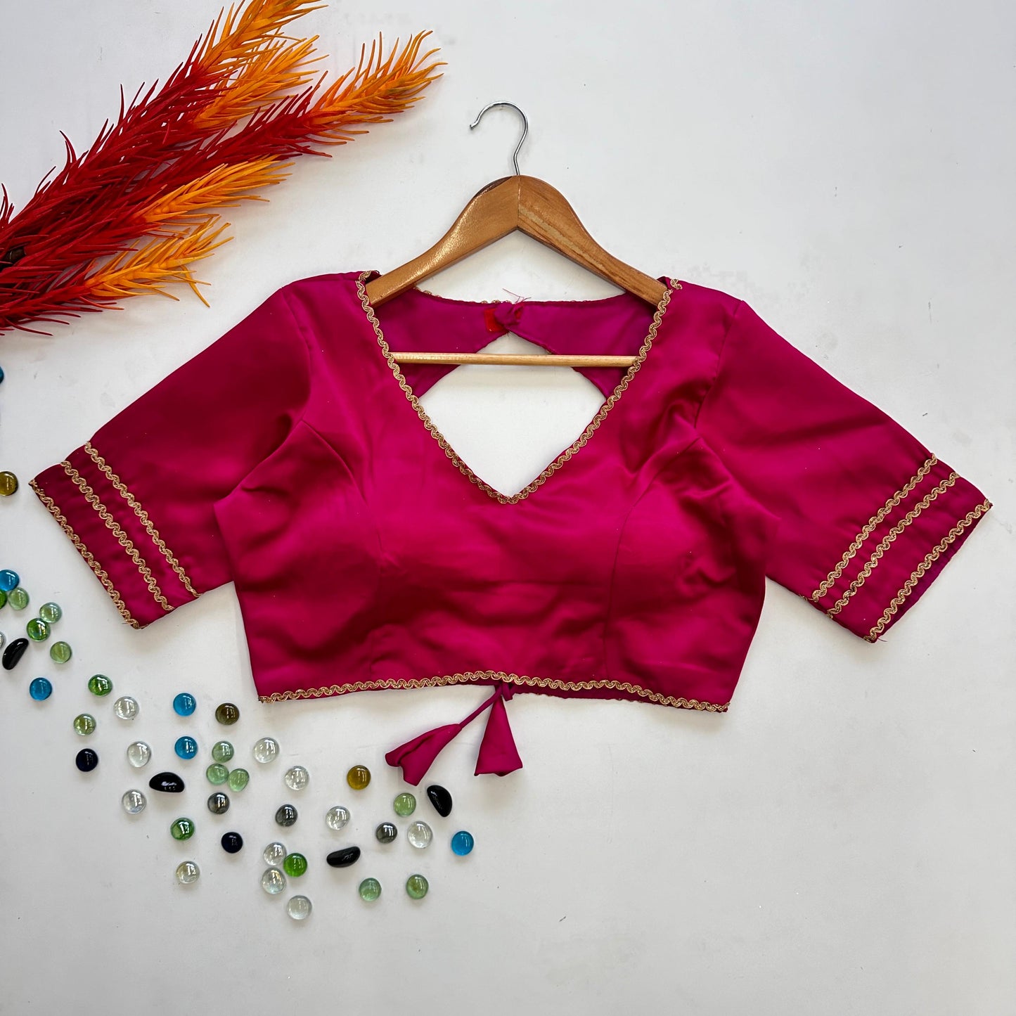 Graceful Manali Silk Sequins Lace Border Worked Stitched Blouse - INDIAN ELEGANCE