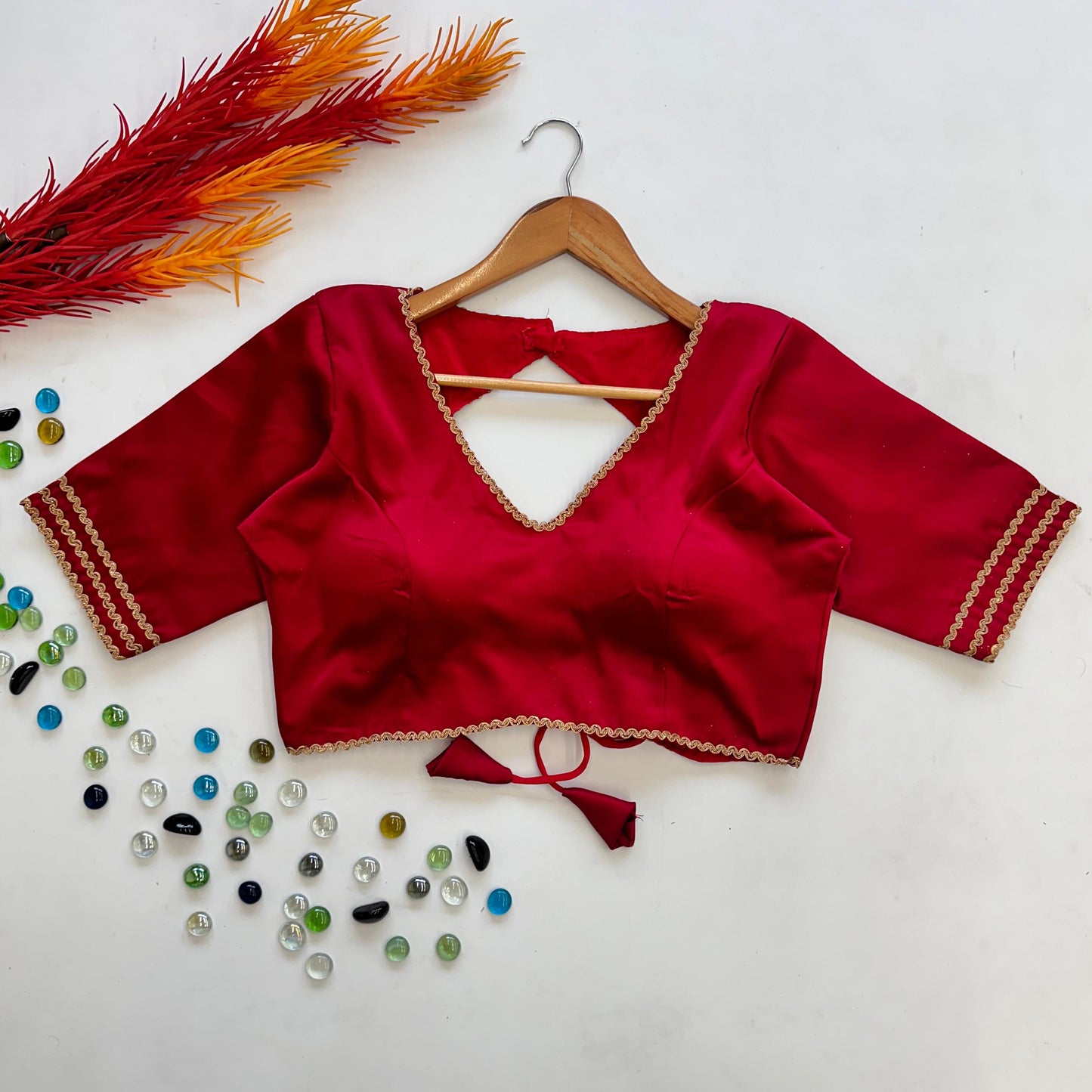 Graceful Manali Silk Sequins Lace Border Worked Stitched Blouse - INDIAN ELEGANCE