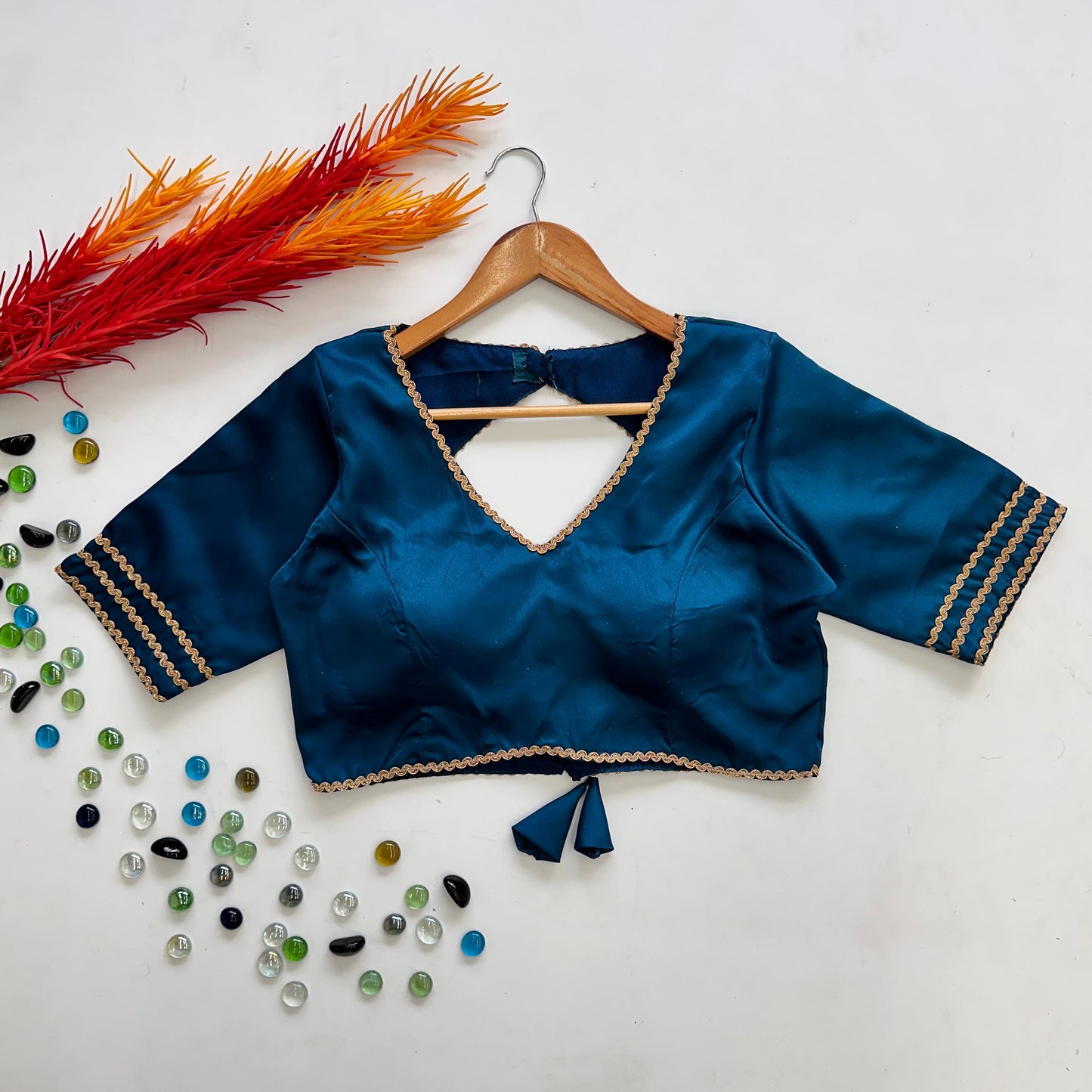 Graceful Manali Silk Sequins Lace Border Worked Stitched Blouse - INDIAN ELEGANCE
