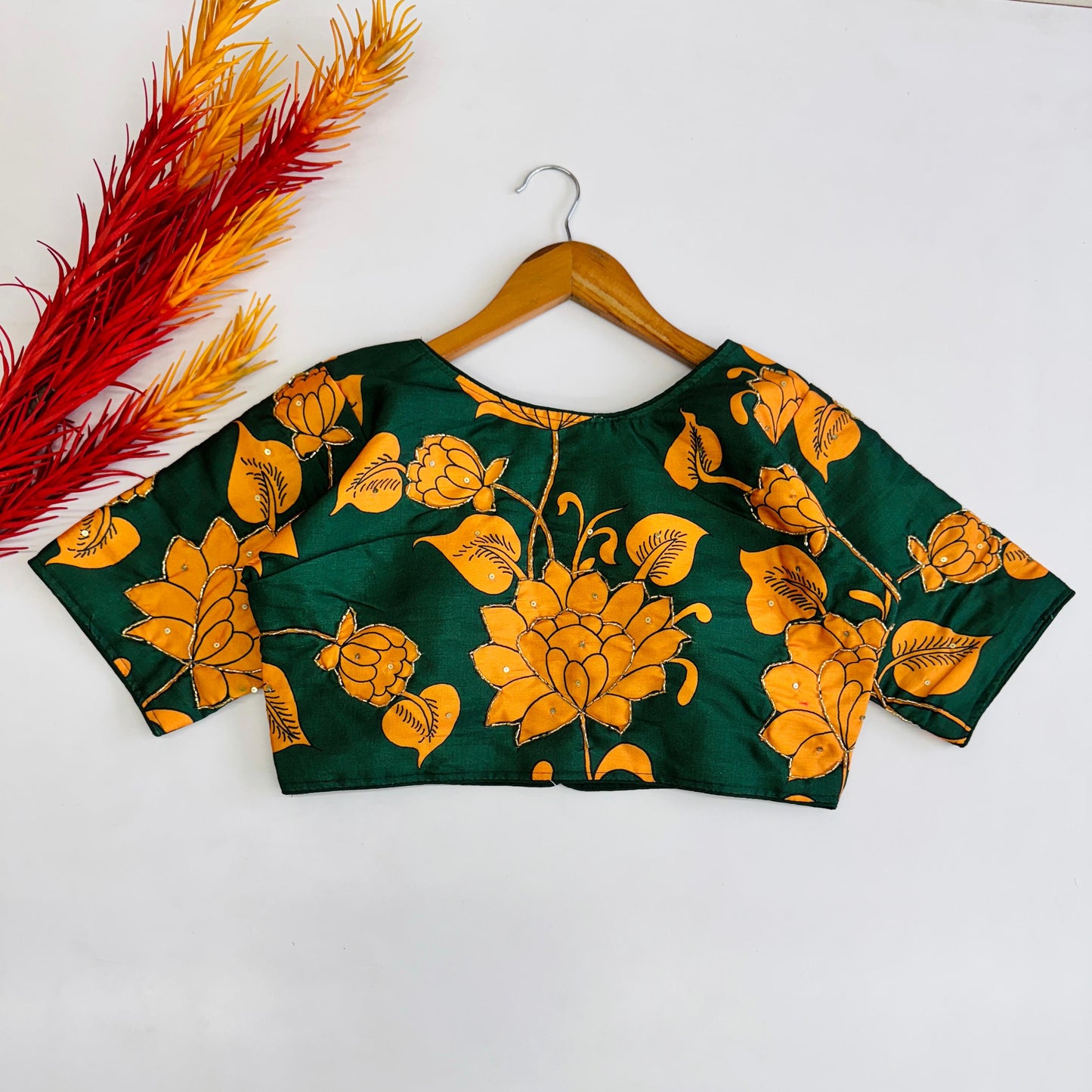 Spellbinding Pure Silk Printed Handcrafted Designer Stitched Blouse - INDIAN ELEGANCE