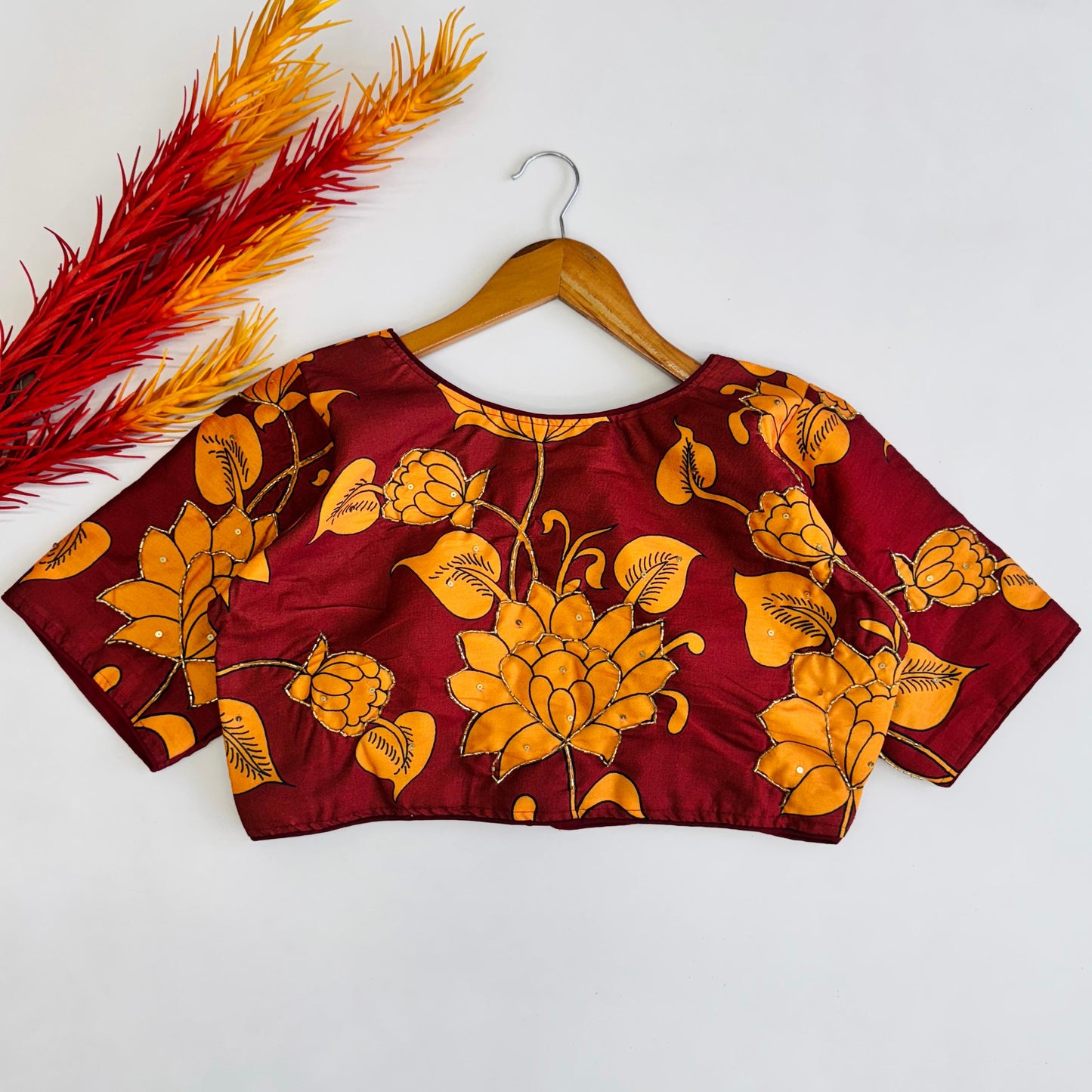 Spellbinding Pure Silk Printed Handcrafted Designer Stitched Blouse - INDIAN ELEGANCE