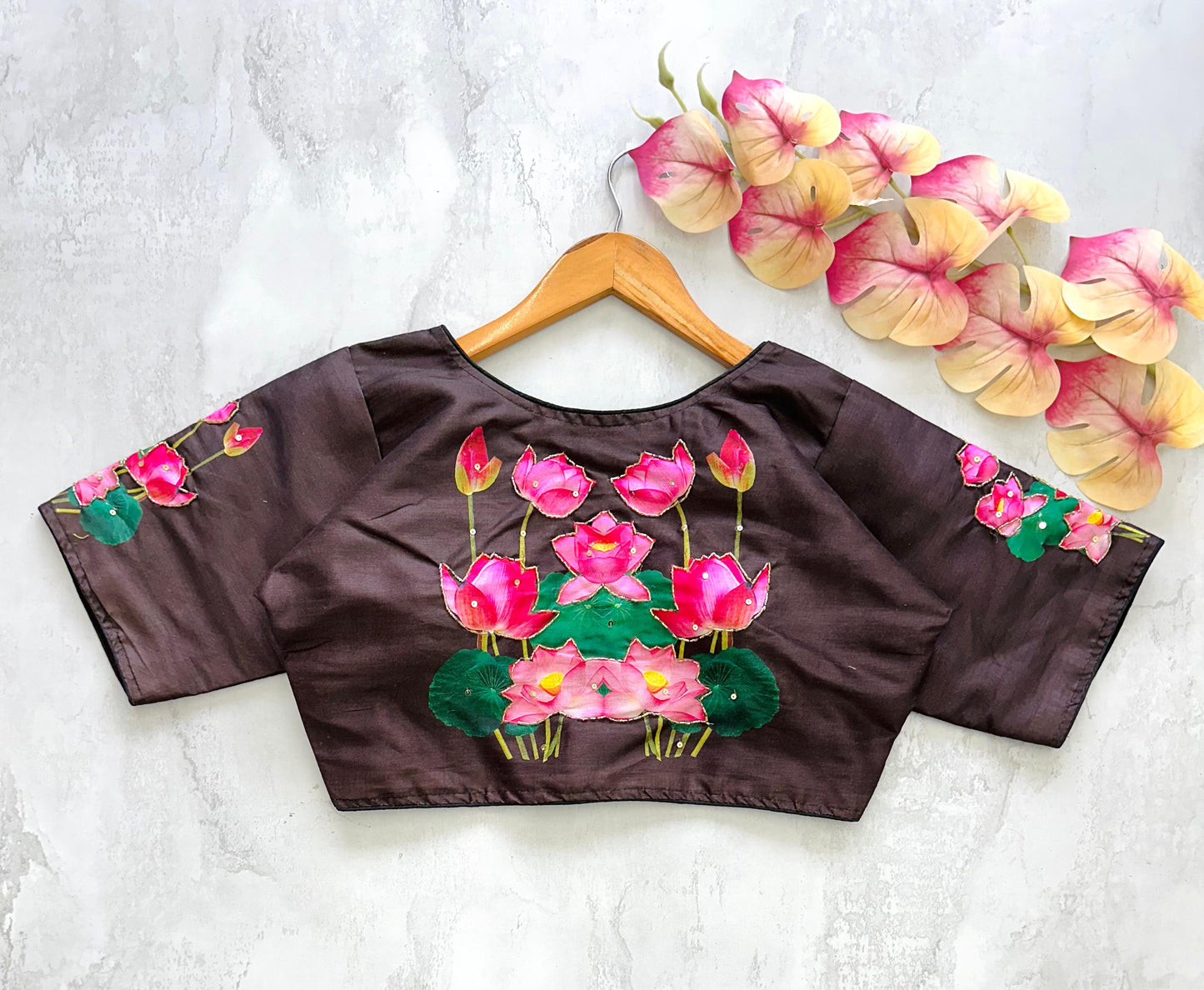 Radiant Pure Silk Printed Handcrafted Designer Stitched Blouse - INDIAN ELEGANCE
