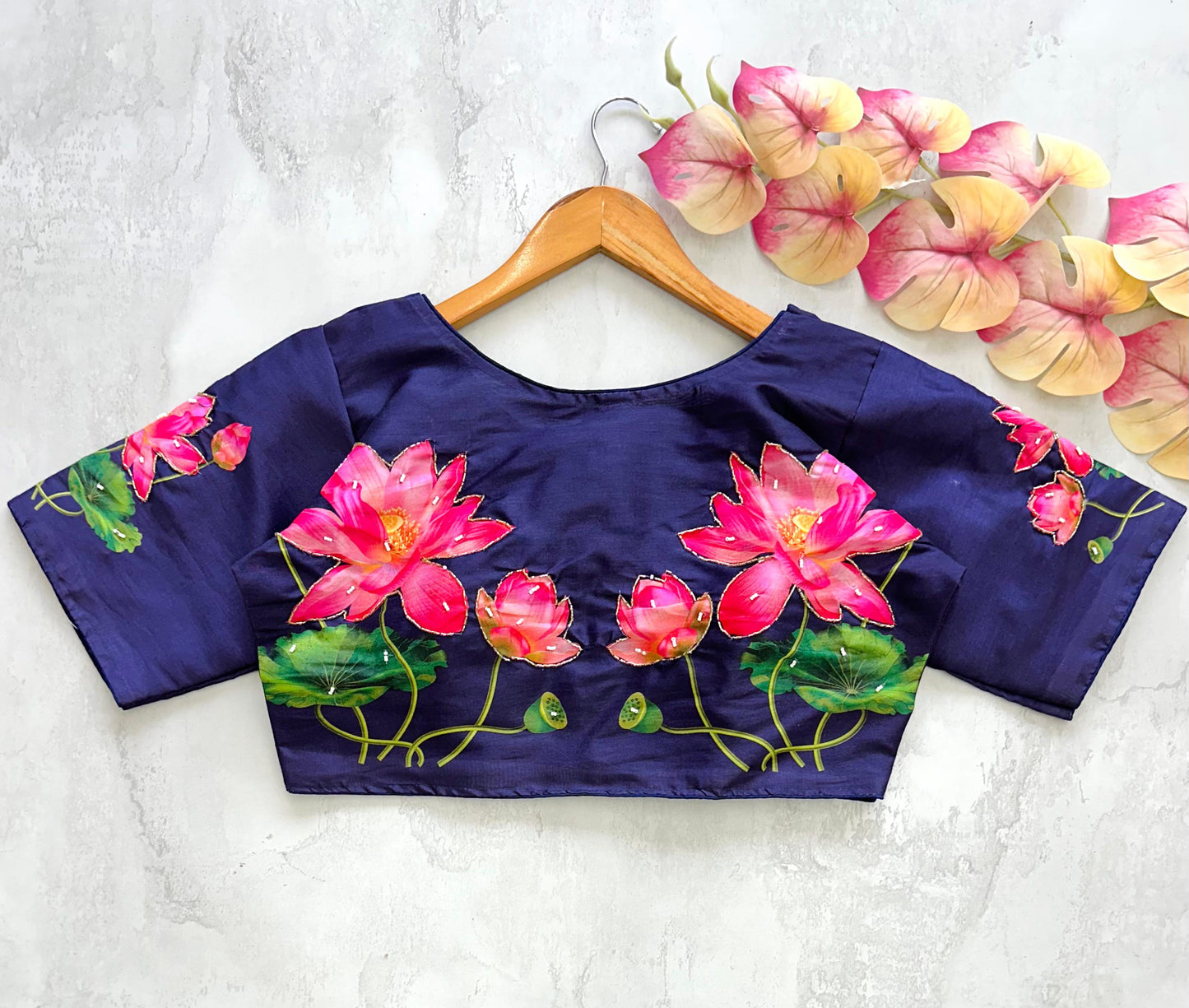 Radiant Pure Silk Printed Handcrafted Designer Stitched Blouse - INDIAN ELEGANCE