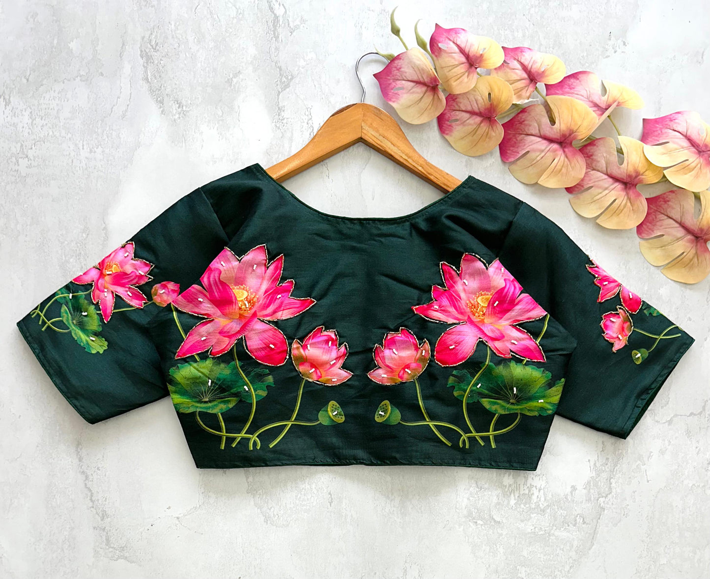 Radiant Pure Silk Printed Handcrafted Designer Stitched Blouse - INDIAN ELEGANCE