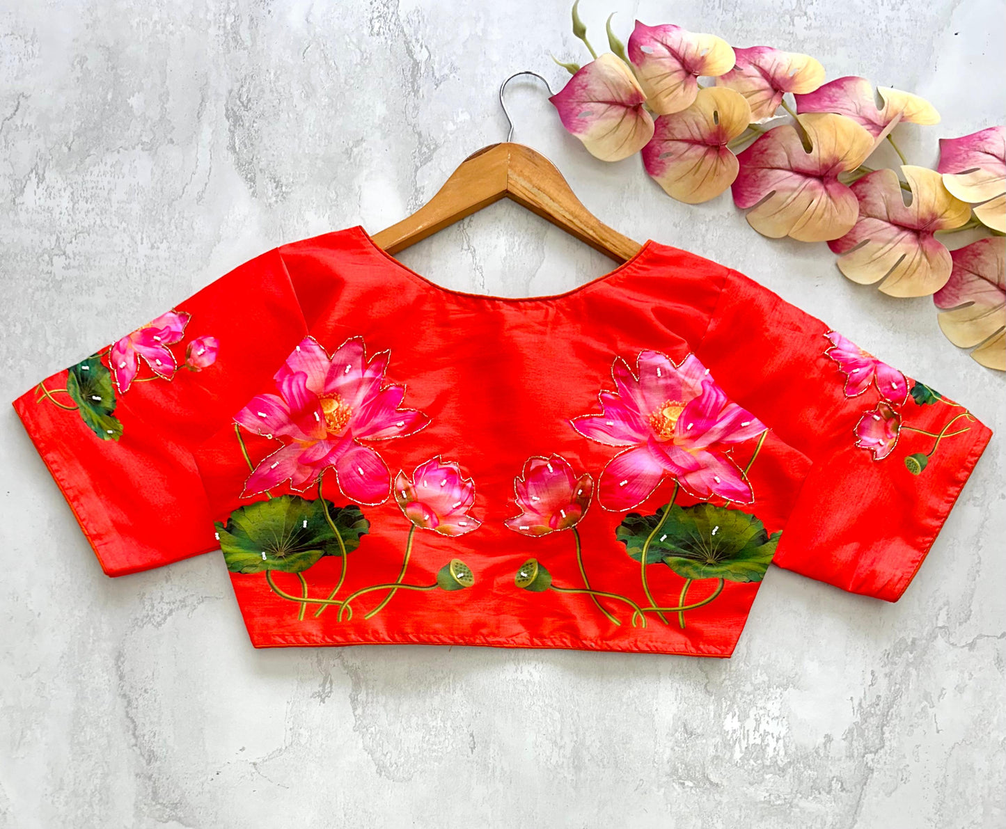 Radiant Pure Silk Printed Handcrafted Designer Stitched Blouse - INDIAN ELEGANCE