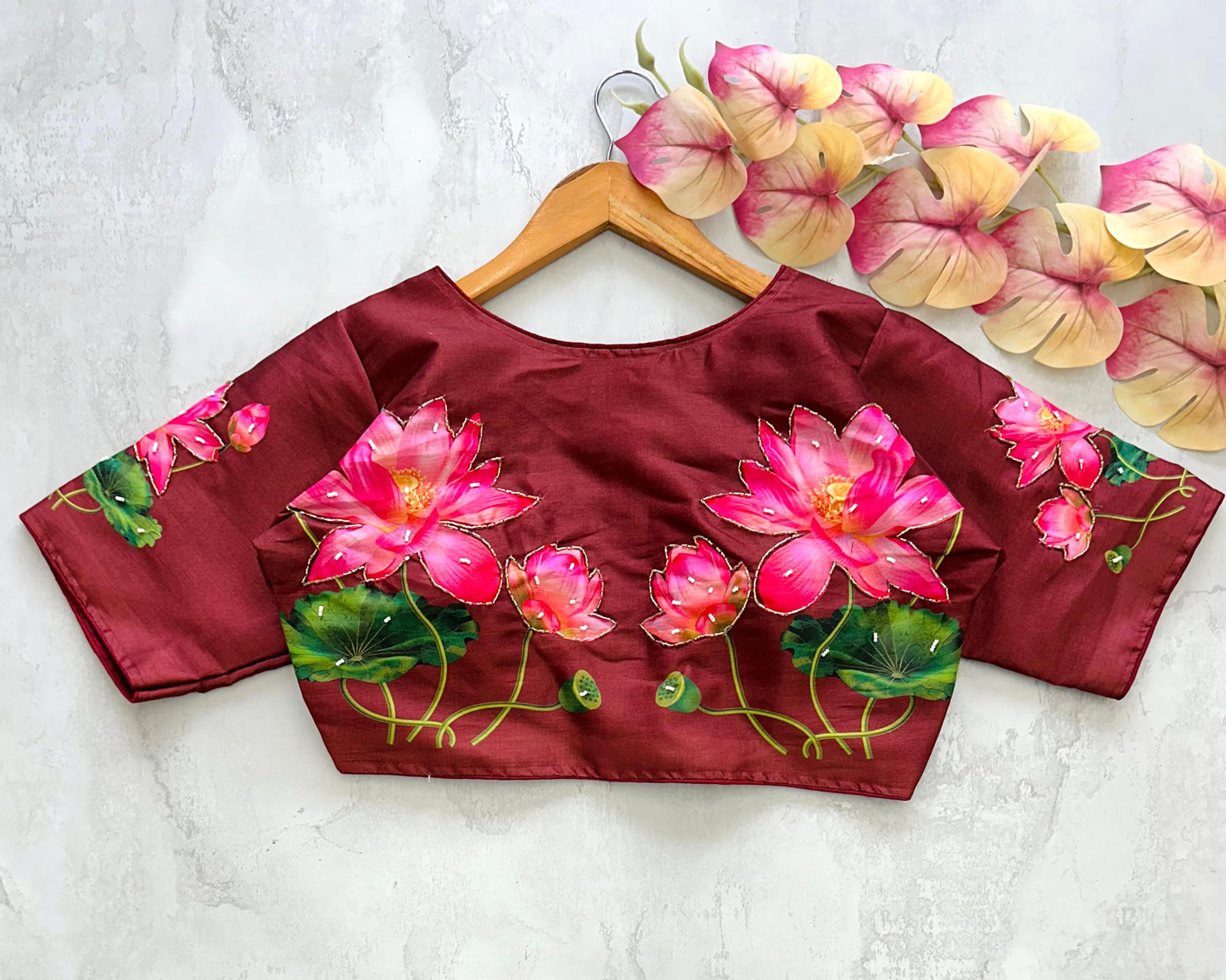 Radiant Pure Silk Printed Handcrafted Designer Stitched Blouse - INDIAN ELEGANCE