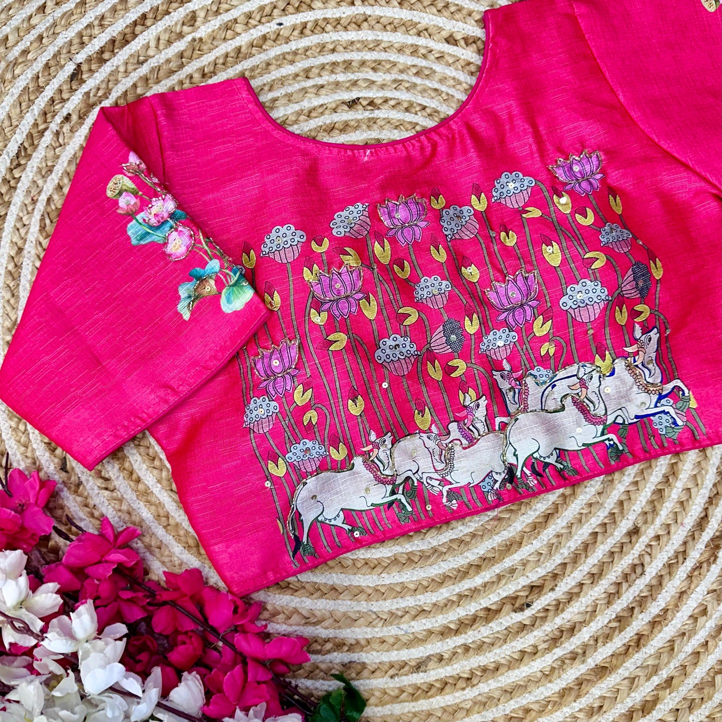 Fabulous Pure Silk Printed Handcrafted Designer Stitched Blouse - INDIAN ELEGANCE