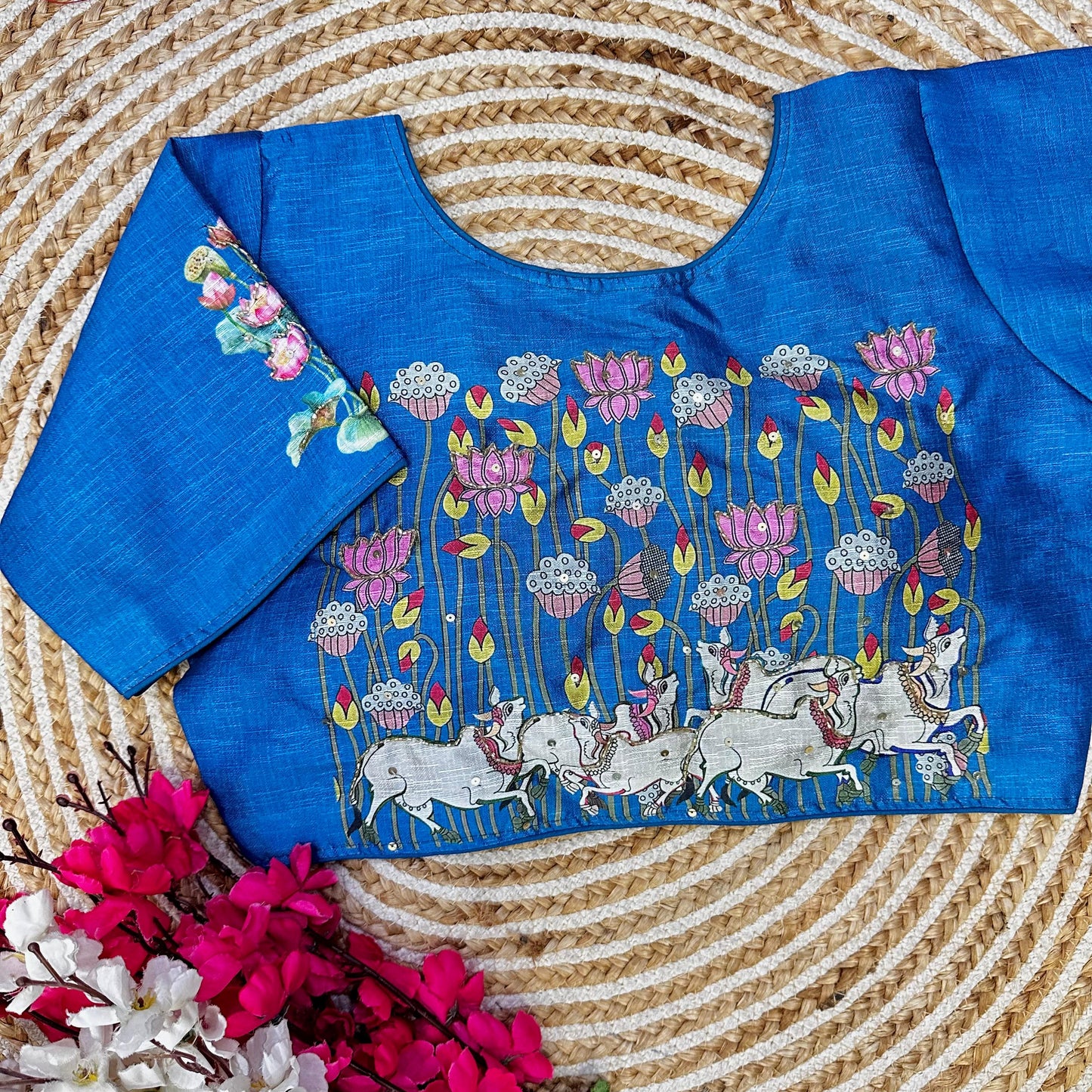 Fabulous Pure Silk Printed Handcrafted Designer Stitched Blouse - INDIAN ELEGANCE
