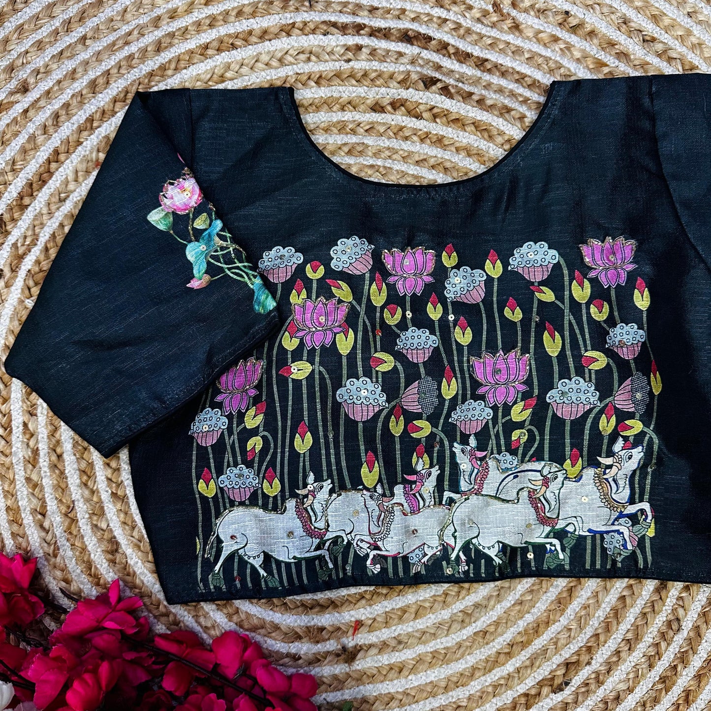 Fabulous Pure Silk Printed Handcrafted Designer Stitched Blouse - INDIAN ELEGANCE