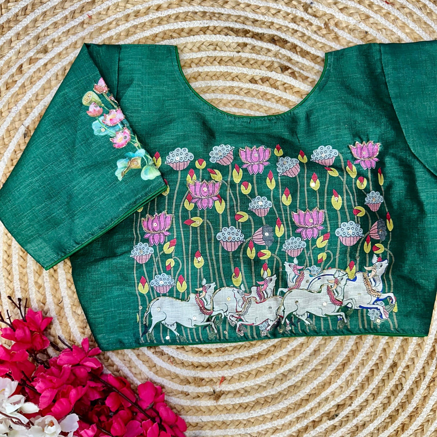 Fabulous Pure Silk Printed Handcrafted Designer Stitched Blouse - INDIAN ELEGANCE