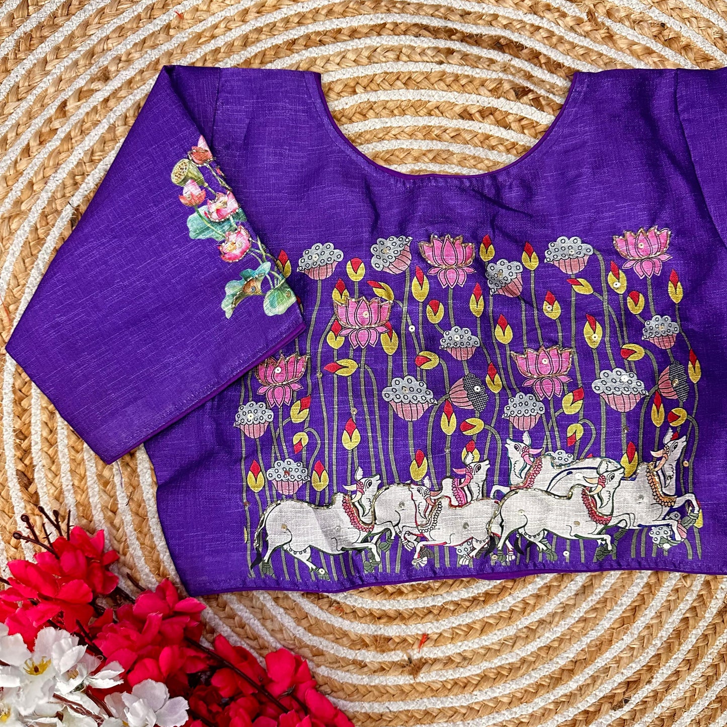 Fabulous Pure Silk Printed Handcrafted Designer Stitched Blouse - INDIAN ELEGANCE