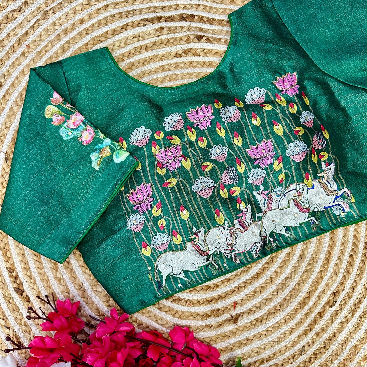 Fabulous Pure Silk Printed Handcrafted Designer Stitched Blouse - INDIAN ELEGANCE