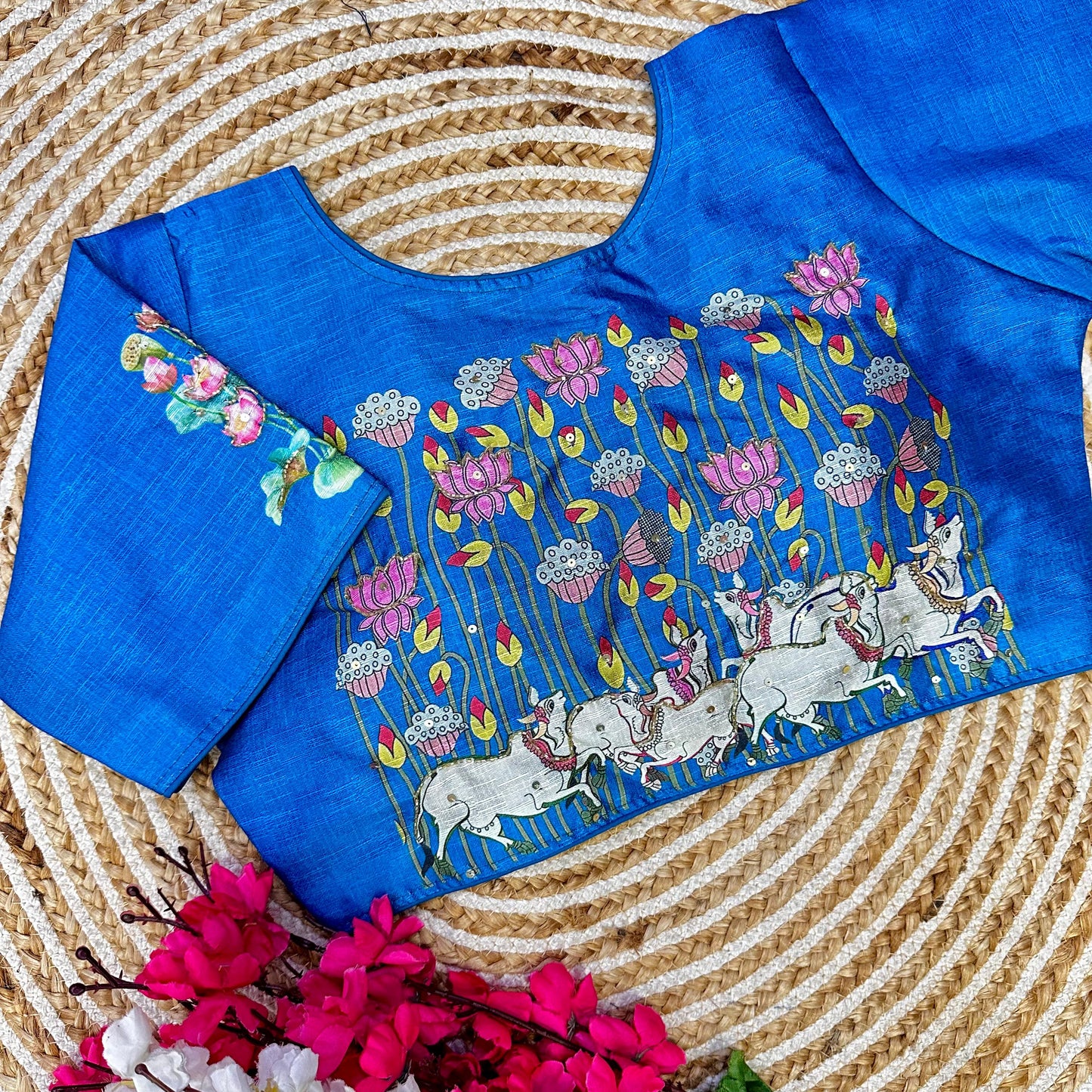 Fabulous Pure Silk Printed Handcrafted Designer Stitched Blouse - INDIAN ELEGANCE