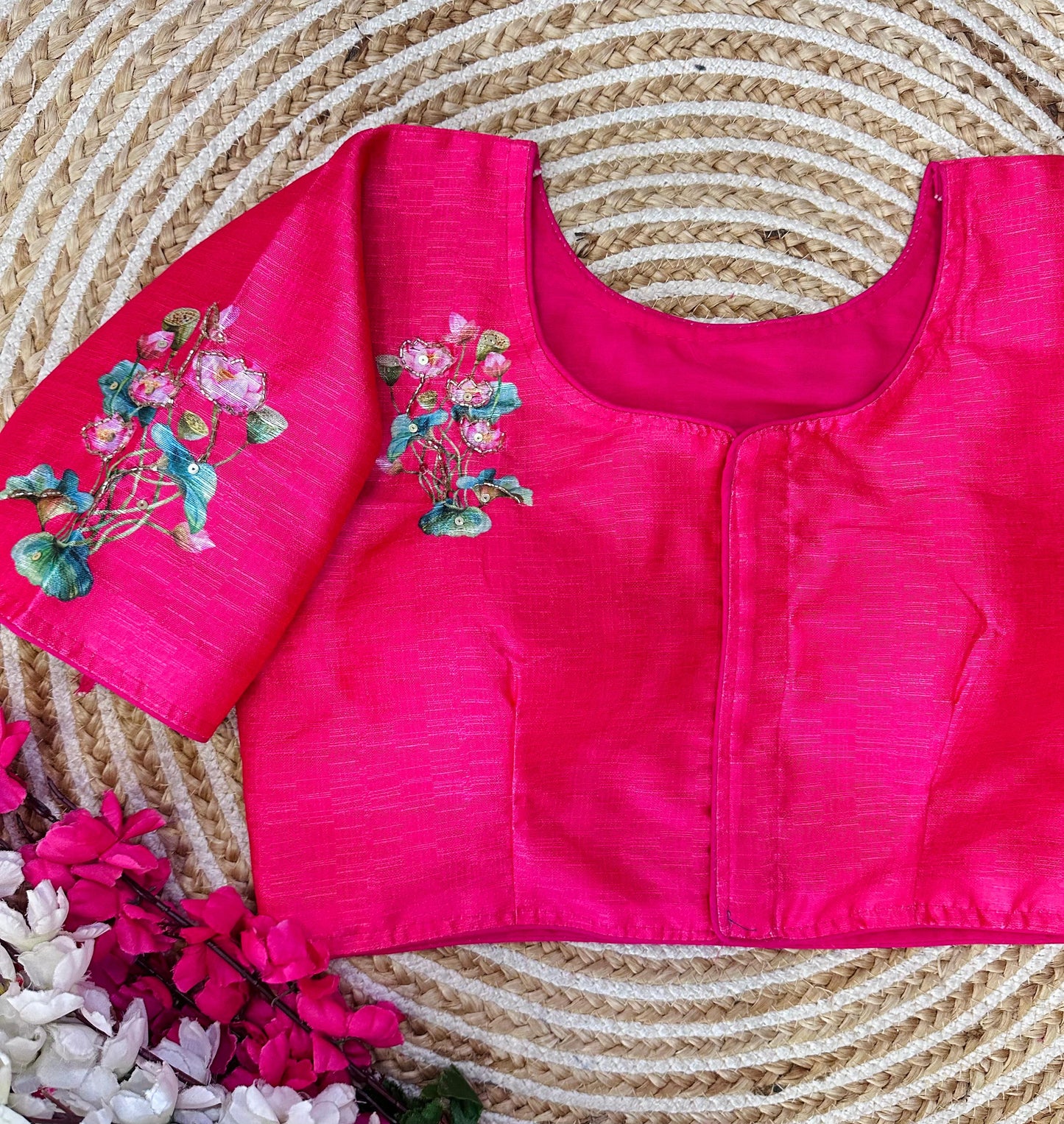 Fabulous Pure Silk Printed Handcrafted Designer Stitched Blouse - INDIAN ELEGANCE