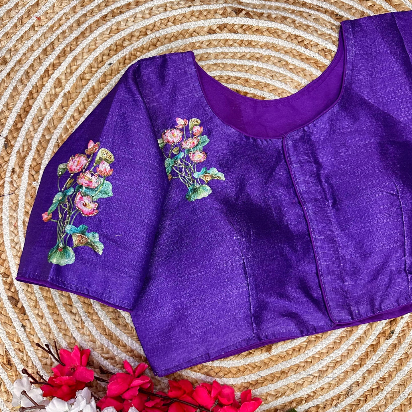 Fabulous Pure Silk Printed Handcrafted Designer Stitched Blouse - INDIAN ELEGANCE