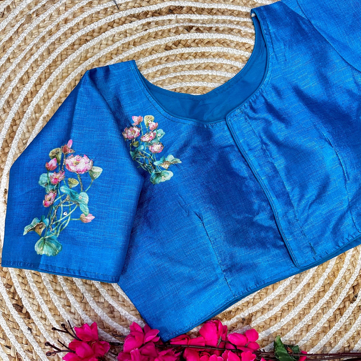 Fabulous Pure Silk Printed Handcrafted Designer Stitched Blouse - INDIAN ELEGANCE