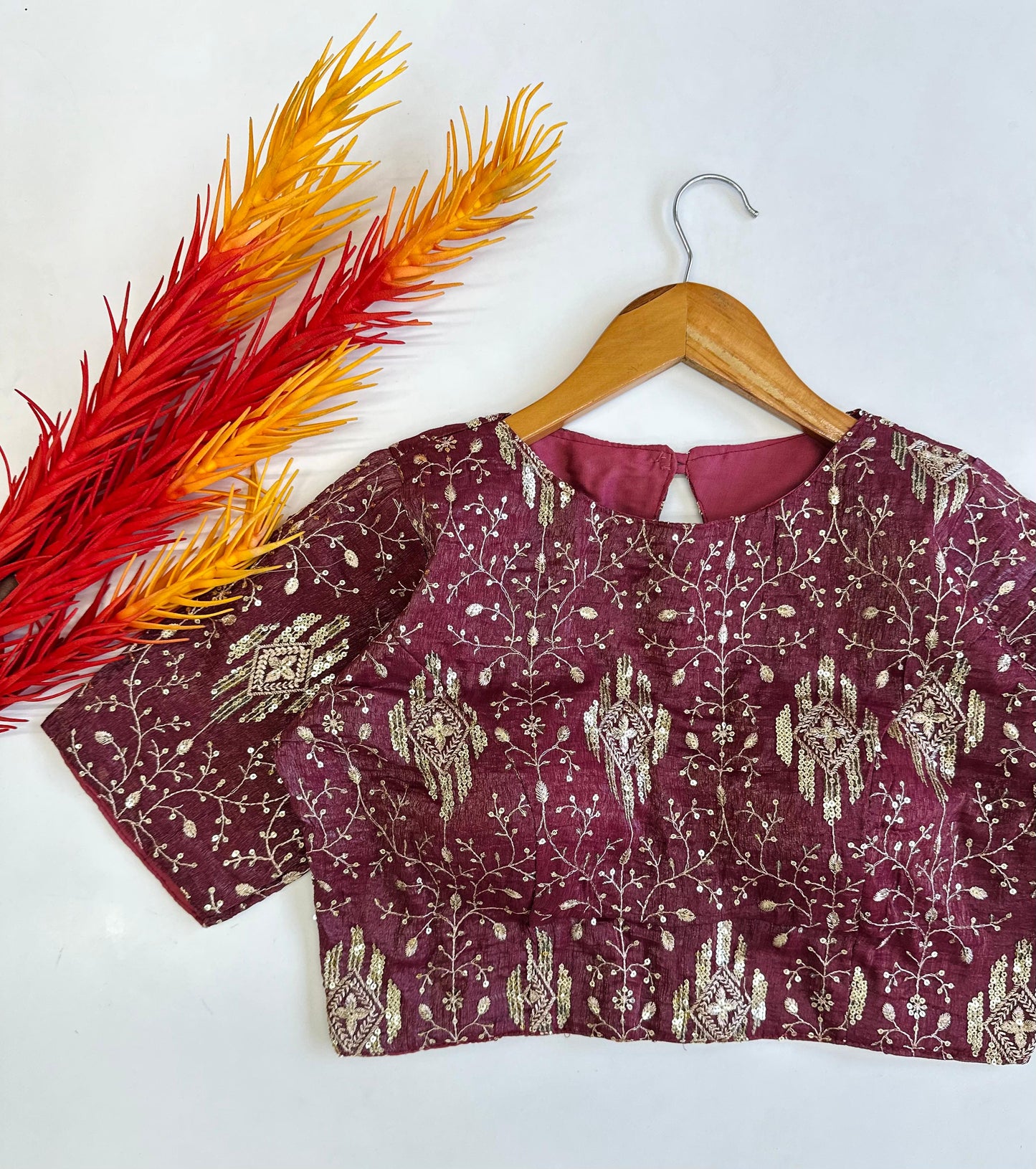 Elegant Bridal Zari Silk Embroidered Sequins Worked Festive Wear Blouse - INDIAN ELEGANCE