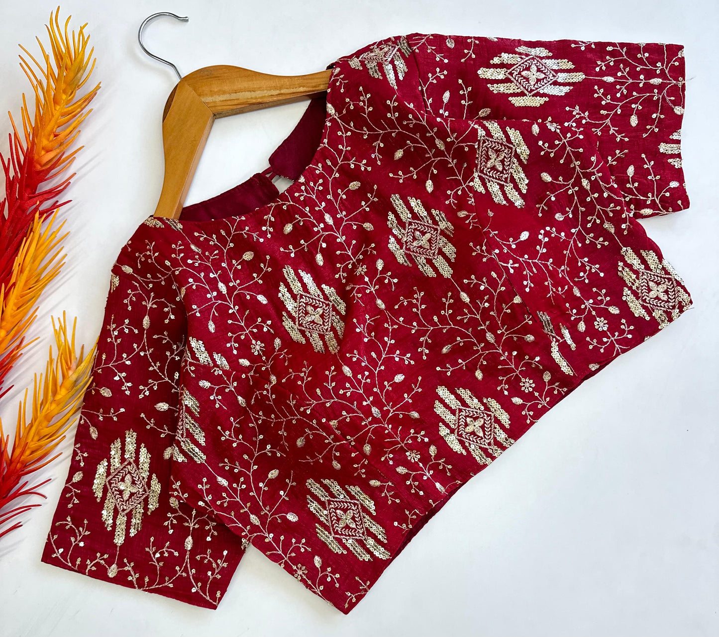 Elegant Bridal Zari Silk Embroidered Sequins Worked Festive Wear Blouse - INDIAN ELEGANCE