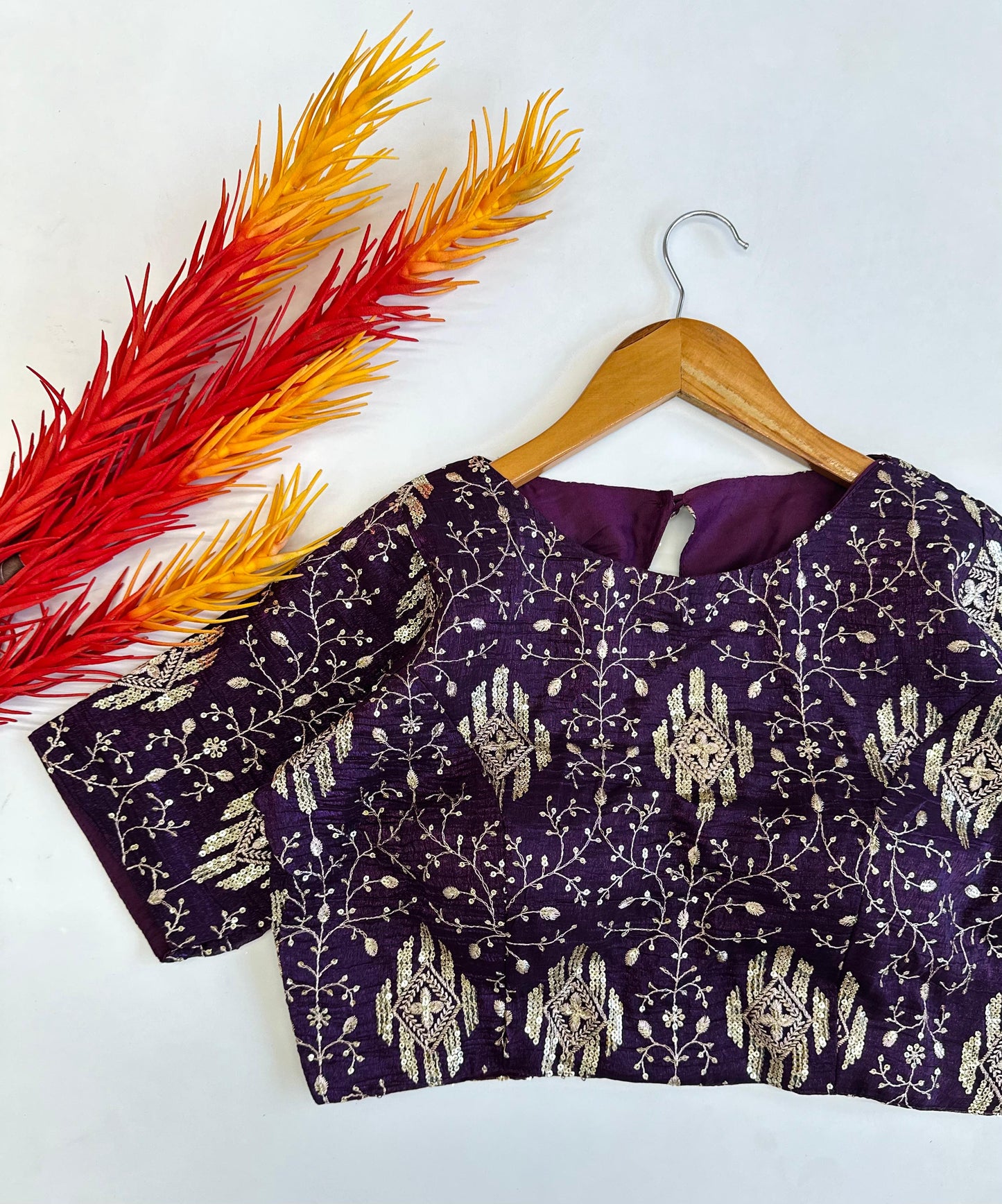 Elegant Bridal Zari Silk Embroidered Sequins Worked Festive Wear Blouse - INDIAN ELEGANCE