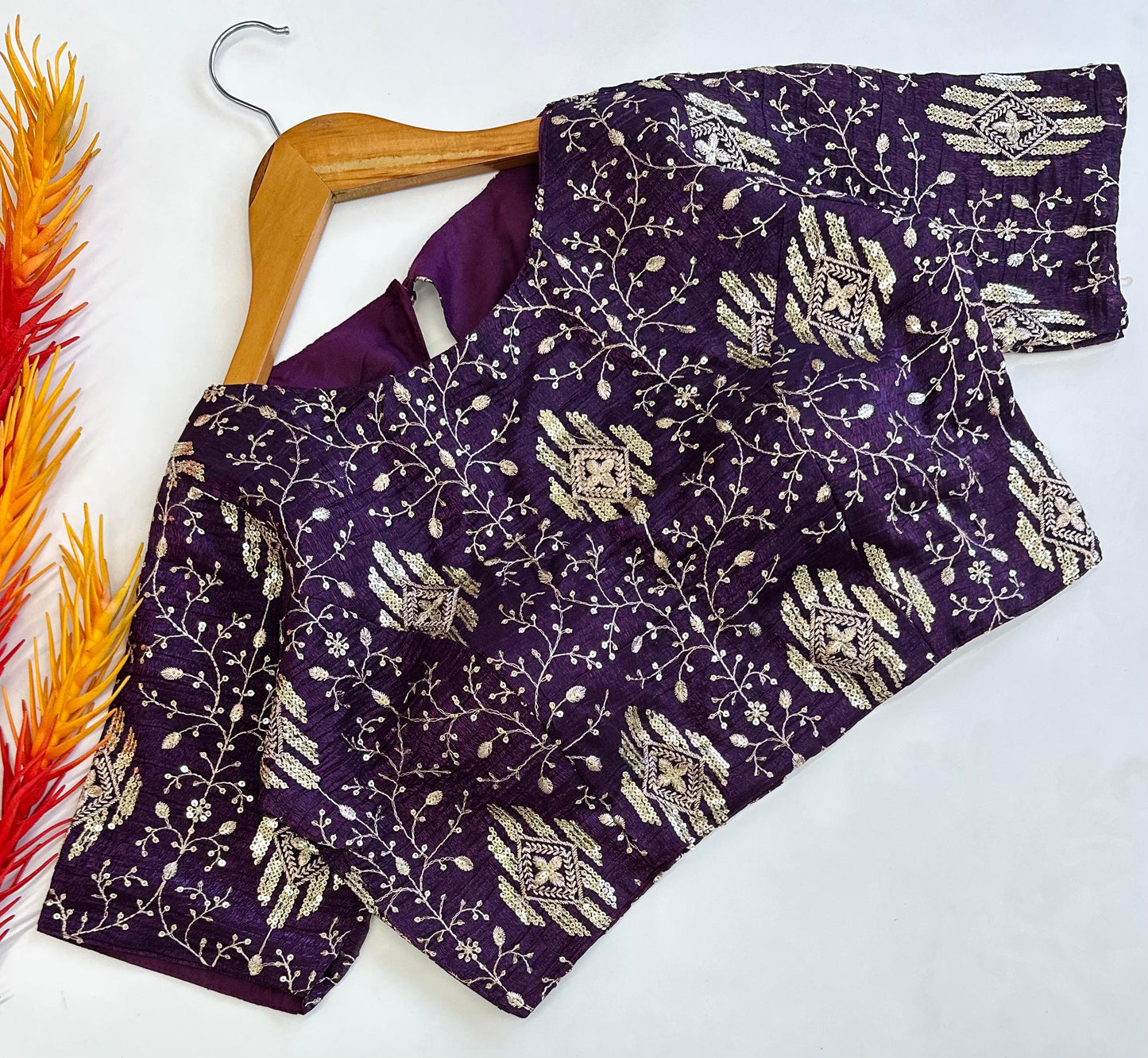 Elegant Bridal Zari Silk Embroidered Sequins Worked Festive Wear Blouse - INDIAN ELEGANCE